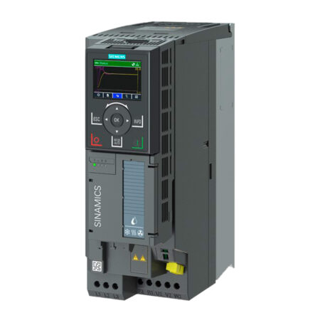 Variador de frecuencia SINAMICS G120X Potencia nominal: 5,5 kW Sin filtro 380-480 V 3 AC Grado de protección IP20 / sin panel de operador Sin ampliación de E/S Bus de campo integrado: PROFINET PN, Ethernet IP