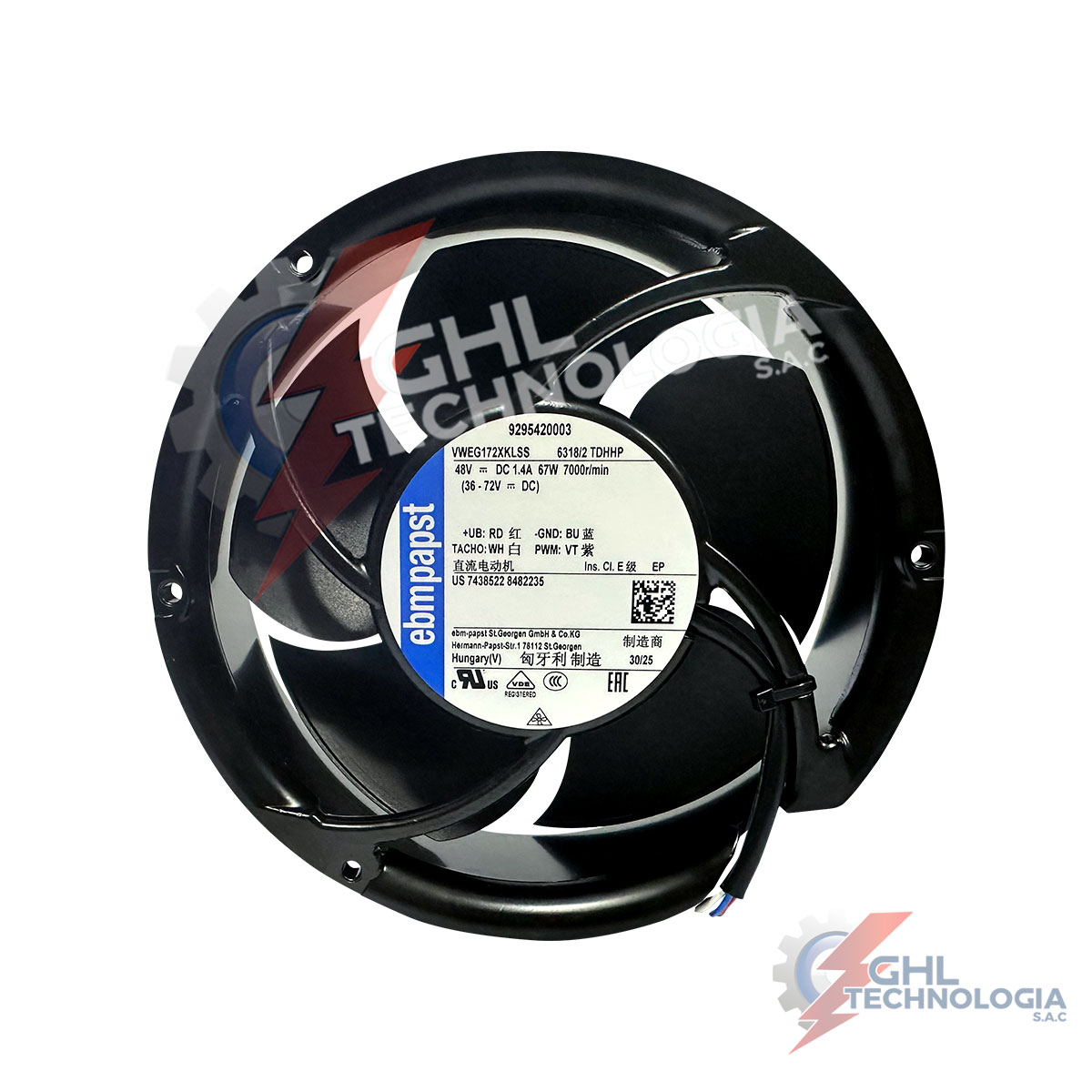 Ventilador ebm-papst 6318/2 TDHHP VWEG172XKLSS 1.40A 48VDC